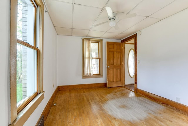 412 High St, Arena, WI 53503 - entryway with light wood-style floors, ceiling fan, and a paneled ceiling