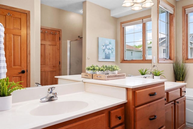 4017 Sandhill Dr, Janesville, WI 53546 - full bath with a stall shower, healthy amount of natural light, and vanity