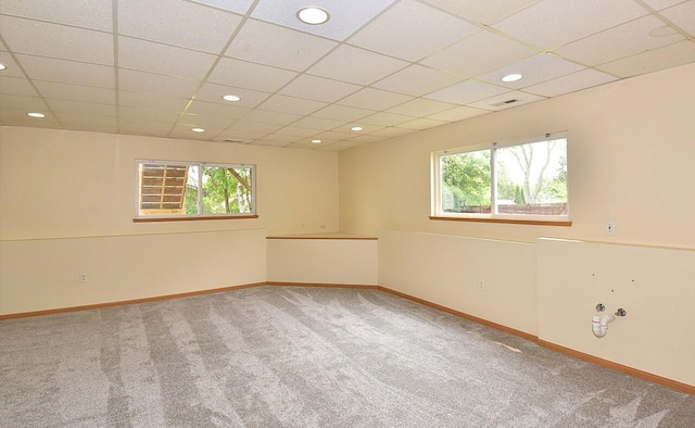 6023 241st Ave, Salem, WI 53168 - spare room with carpet flooring, plenty of natural light, a paneled ceiling, baseboards, and recessed lighting