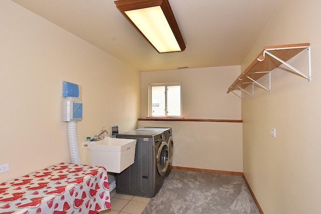 6023 241st Ave, Salem, WI 53168 - laundry room with separate washer and dryer, light tile patterned flooring, and baseboards