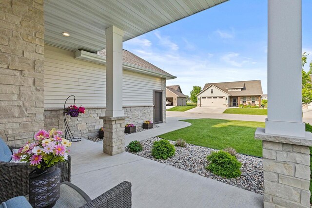 878 Whisper Falls Ln, Menasha, WI 54952 - porch featuring a lawn