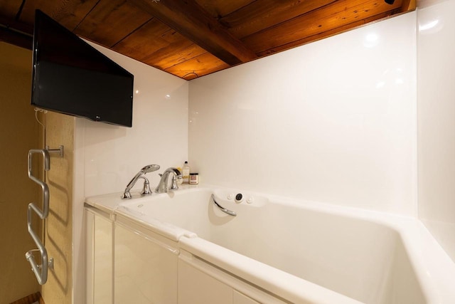 1545 Arboretum Dr Unit 315, Oshkosh, WI 54901 - full bath featuring wooden ceiling with exposed beams and a garden tub