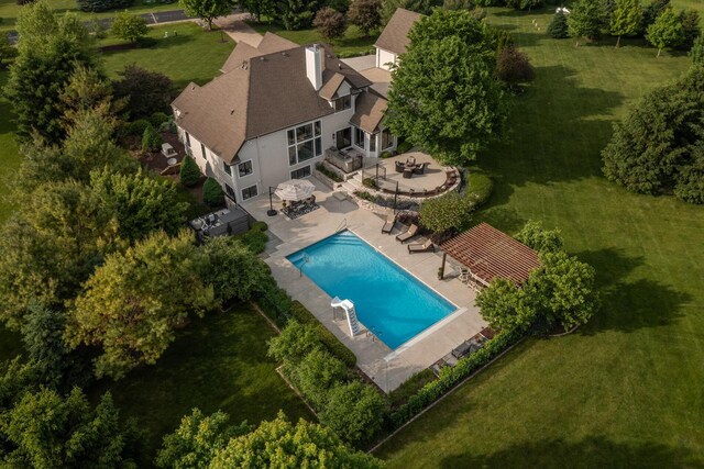 5015 Joshua Dr, West Bend, WI 53090 - view from above of property featuring a pool area
