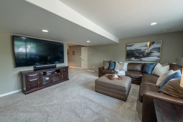 5015 Joshua Dr, West Bend, WI 53090 - carpeted living room with baseboards and recessed lighting