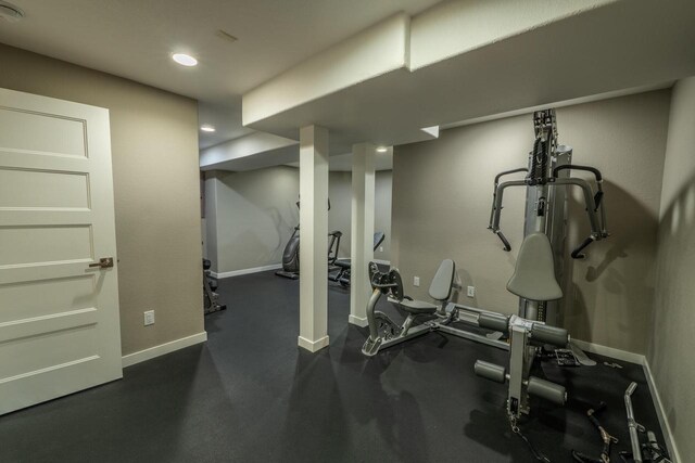 5015 Joshua Dr, West Bend, WI 53090 - workout room featuring baseboards and recessed lighting