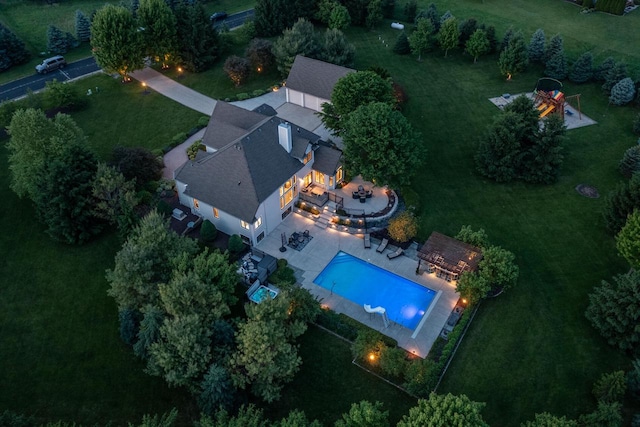 5015 Joshua Dr, West Bend, WI 53090 - view from above of property featuring a pool area