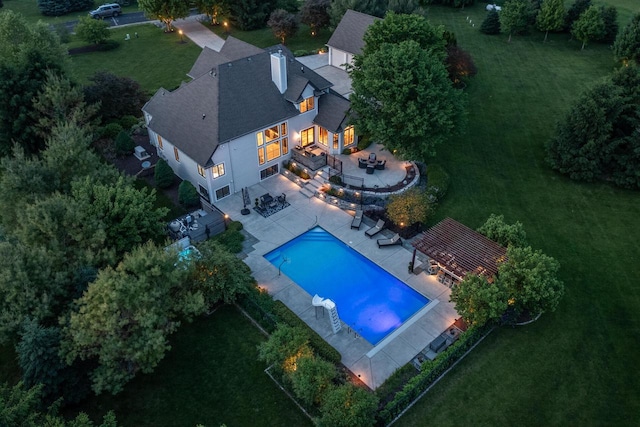 5015 Joshua Dr, West Bend, WI 53090 - view from above of property with a pool area