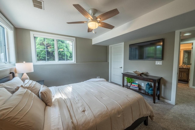 5015 Joshua Dr, West Bend, WI 53090 - bedroom with carpet, multiple windows, and ceiling fan