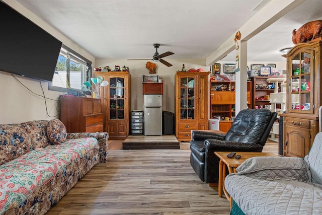 7320 Deer Rd, Wisconsin Rapids, WI 54494 - living room with wood finished floors and ceiling fan