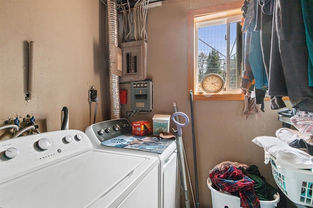 7320 Deer Rd, Wisconsin Rapids, WI 54494 - laundry room featuring separate washer and dryer and electric panel