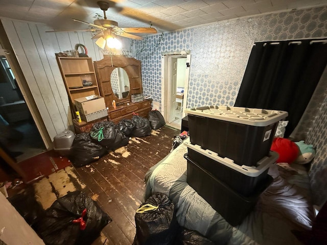 301 S Galena St, South Wayne, WI 53587 - miscellaneous room with ceiling fan and wood finished floors