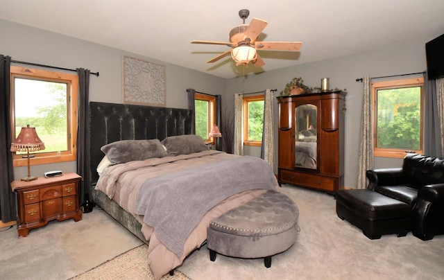 W395S3611 Hardscrabble Rd, Dousman, WI 53118 - bedroom featuring light colored carpet and a ceiling fan