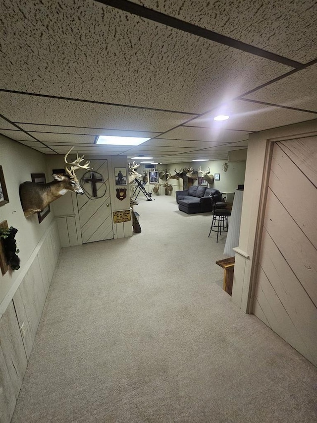 5317 Old C Rd, Boscobel, WI 53805 - finished below grade area featuring carpet, a paneled ceiling, and wood walls