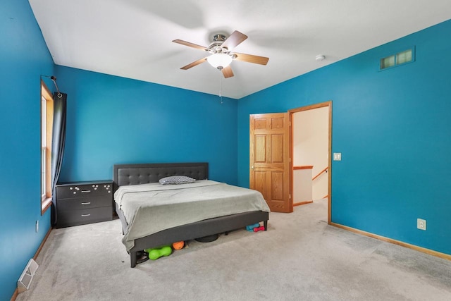 2432 Forest Hill Ct, Waukesha, WI 53188 - carpeted bedroom with baseboards, lofted ceiling, and a ceiling fan