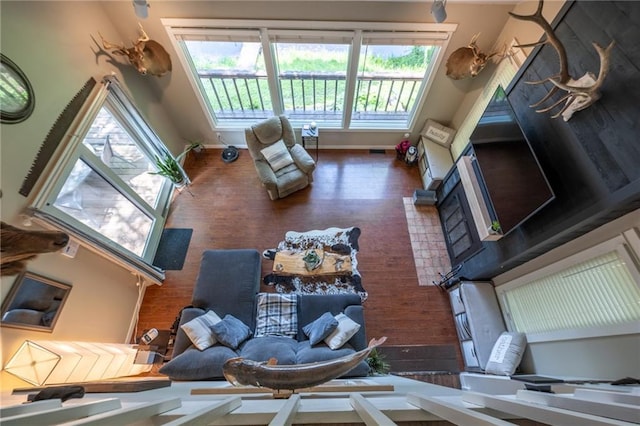 living room with wood finished floors