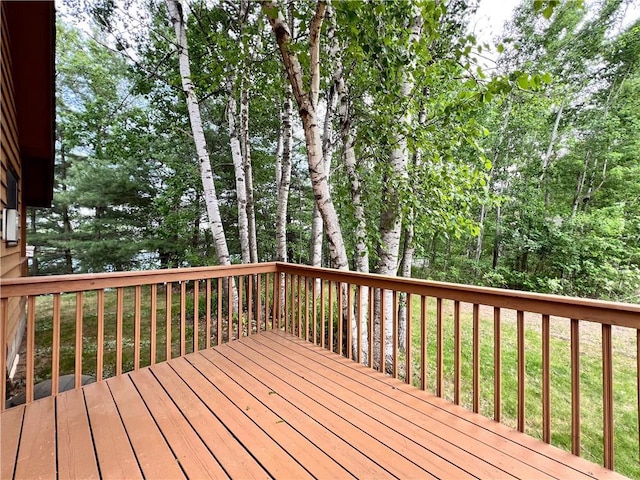 24730 Scenic View Ln, Spooner, WI 54801 - wooden terrace with a yard