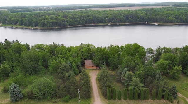 24730 Scenic View Ln, Spooner, WI 54801 - drone / aerial view of a nearby body of water and a heavily wooded area