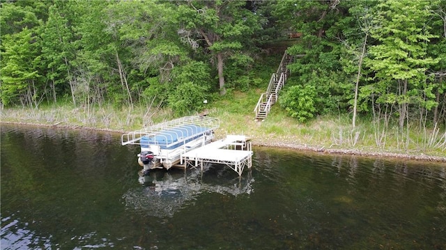 24730 Scenic View Ln, Spooner, WI 54801 - dock featuring stairs and a water view
