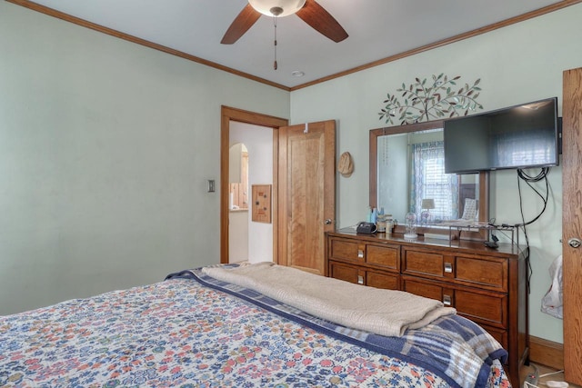 2116 N 60th St Unit 2118, Milwaukee, WI 53208 - bedroom with ornamental molding, arched walkways, and baseboards