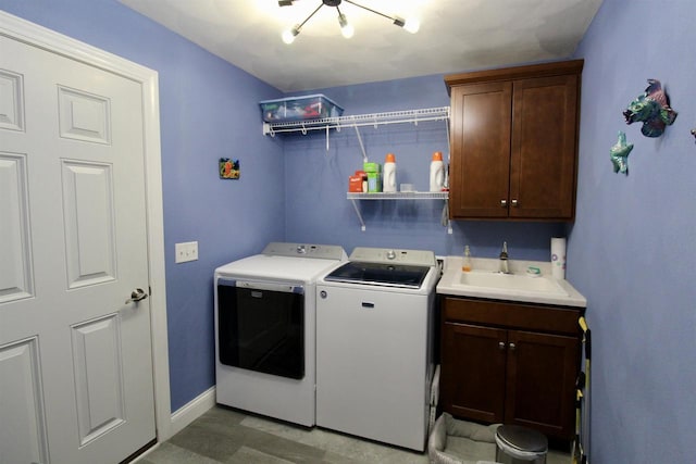 2253 Walnut St, Beloit, WI 53511 - washroom with washer and clothes dryer, cabinet space, and baseboards