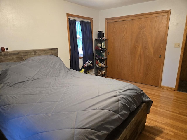 4817 Morgan Dr, Manitowoc, WI 54220 - bedroom with wood finished floors, a closet, and baseboards