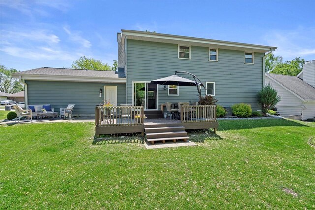 2824 Minot Ln, Waukesha, WI 53188 - back of house featuring an outdoor living space, a lawn, and a deck