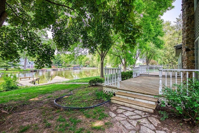 28 W Lake Rd, Menasha, WI 54952 - view of yard with a deck with water view