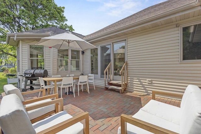1323 Bradford Ct, Neenah, WI 54956 - wooden deck featuring a patio, grilling area, and outdoor dining space