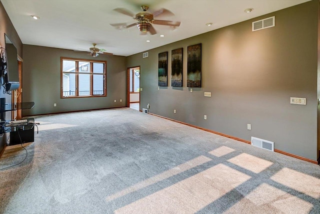 2040 Continental Ln, Cross Plains, WI 53528 - unfurnished living room with ceiling fan, carpet flooring, and recessed lighting