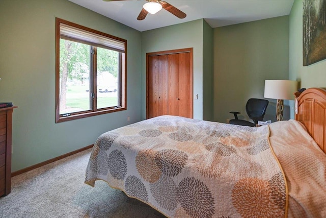 2040 Continental Ln, Cross Plains, WI 53528 - carpeted bedroom with ceiling fan and a closet