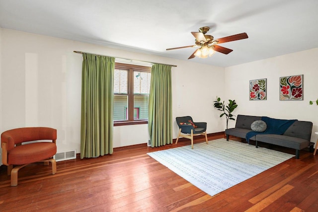 129 Division St, Madison, WI 53704 - sitting room featuring ceiling fan and hardwood / wood-style floors