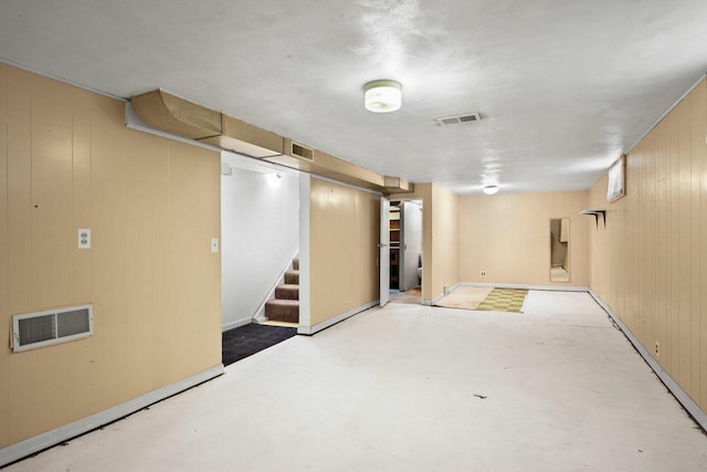 129 Division St, Madison, WI 53704 - finished basement with stairway and wooden walls