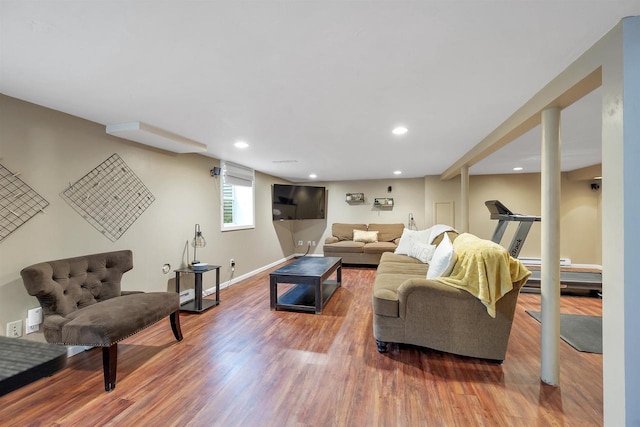 3813 S Clay St, Green Bay, WI 54301 - living area with wood finished floors, recessed lighting, and baseboards