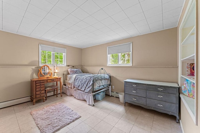 1123 S Park Ave, Neenah, WI 54956 - bedroom featuring multiple windows, baseboard heating, and light tile patterned floors