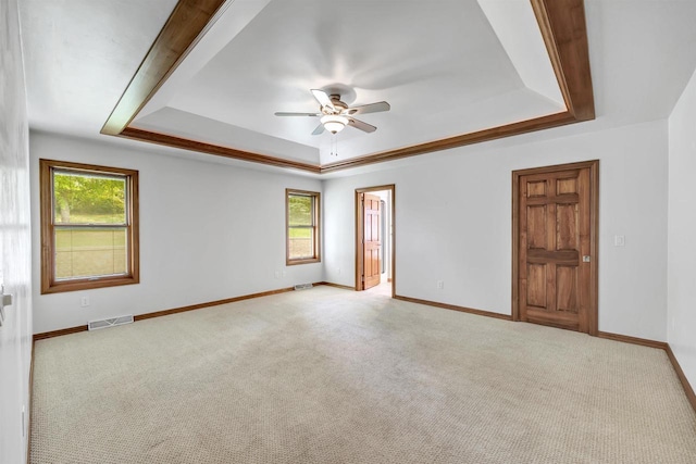 1411 Cocos, Green Bay, WI 54313 - empty room with a raised ceiling, carpet, plenty of natural light, and a ceiling fan