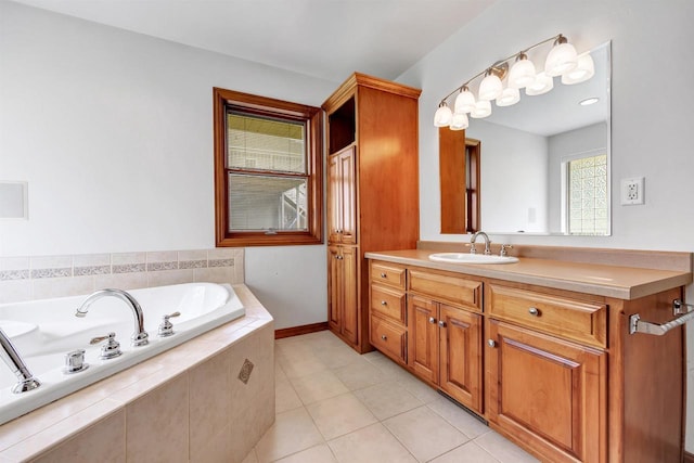 1411 Cocos, Green Bay, WI 54313 - bathroom with a bath, vanity, tile patterned flooring, and baseboards