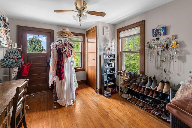 157 E 11th St, Fond Du Lac, WI 54935 - entrance foyer featuring a ceiling fan, baseboards, and light wood-style floors