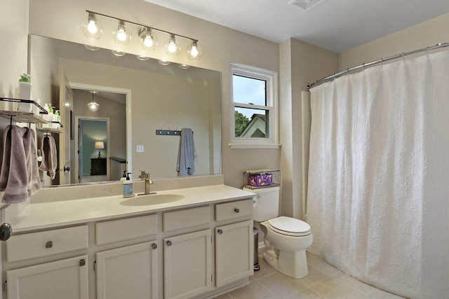 20506 83rd Pl, Bristol, WI 53104 - full bath with toilet, tile patterned flooring, vanity, and a shower with shower curtain
