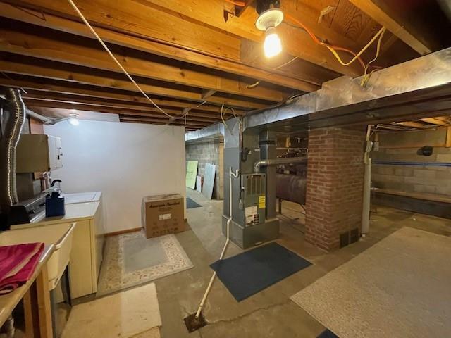 11176 W Plover Ln, Hayward, WI 54843 - unfinished basement featuring heating unit