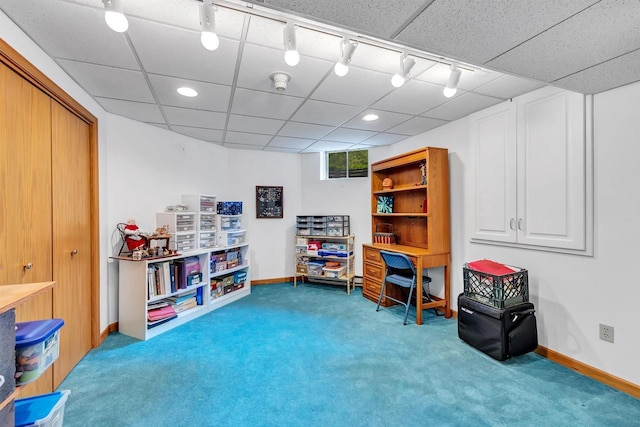 4514 Mohawk Ct, Green Bay, WI 54313 - office with carpet floors, baseboards, track lighting, and recessed lighting