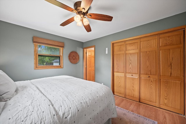 4062 S 106th St, Greenfield, WI 53228 - bedroom with light wood-type flooring, a ceiling fan, and a closet