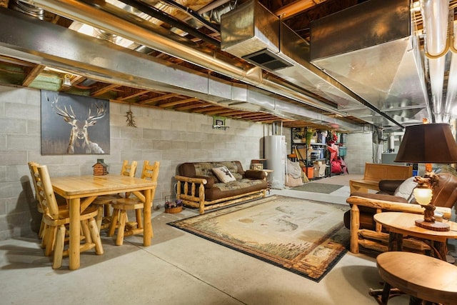 W6034 N Lake Dr, New Lisbon, WI 53950 - unfinished basement with water heater