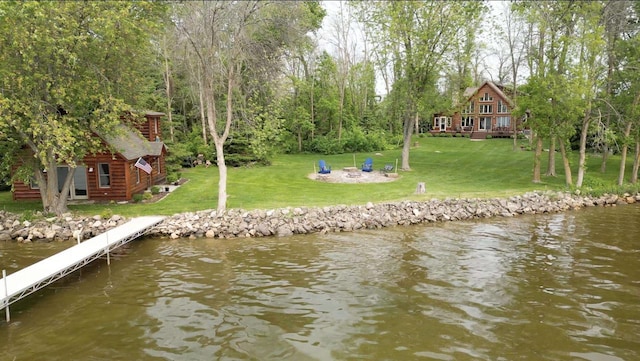 9213 Willow Ln, Fremont, WI 54940 - dock with a lawn and a water view