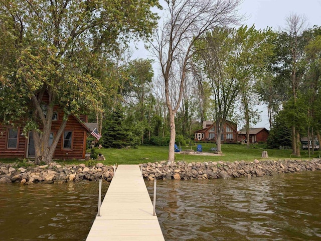 9213 Willow Ln, Fremont, WI 54940 - dock with a water view and a lawn