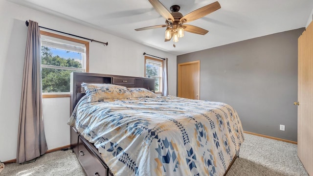 286 Ledgeview Ave, Fond Du Lac, WI 54935 - bedroom with baseboards, carpet, and a ceiling fan