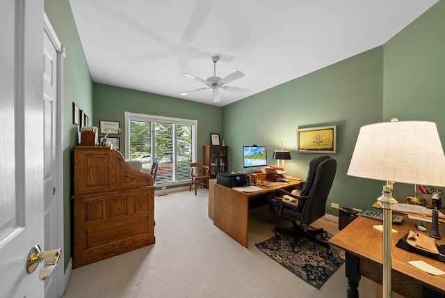 1261 Deer Ct, Lake Geneva, WI 53147 - carpeted home office featuring a ceiling fan