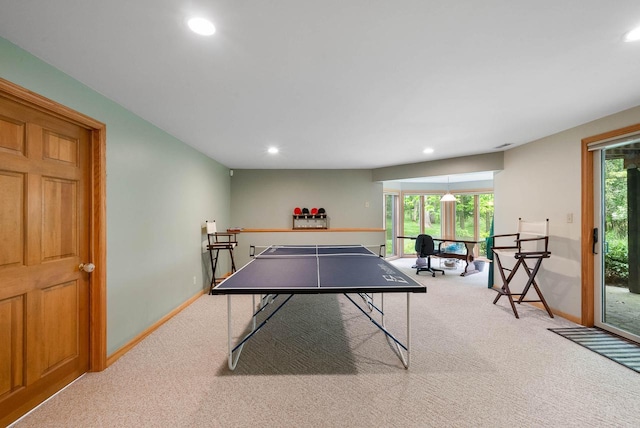 1261 Deer Ct, Lake Geneva, WI 53147 - game room featuring carpet, recessed lighting, and baseboards