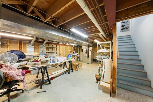 1261 Deer Ct, Lake Geneva, WI 53147 - unfinished below grade area featuring stairway and water heater