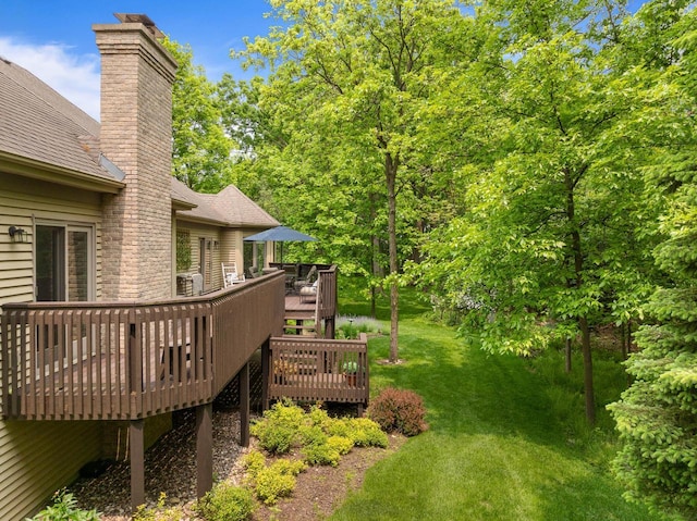 1261 Deer Ct, Lake Geneva, WI 53147 - view of grassy yard with a wooden deck
