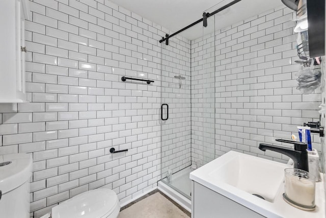 1514 S 96th St, West Allis, WI 53214 - bathroom with tile walls, toilet, and a stall shower